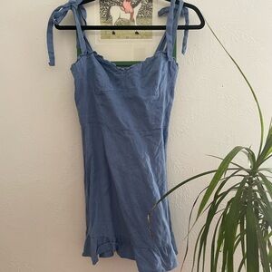 Reformation Denim Cornflower blue linen mini Dress